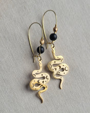 Load image into Gallery viewer, Shungite Serpent Earrings (gold-plated stainless steel)