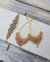 Load image into Gallery viewer, Macrame gemstone earrings