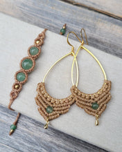 Load image into Gallery viewer, Aventurine Macrame Gemstone Earrings