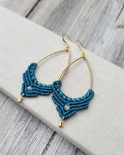 Load image into Gallery viewer, Macrame gemstone earrings