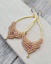 Load image into Gallery viewer, Strawberry Quartz Macrame Gemstone Earrings
