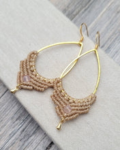 Load image into Gallery viewer, Rose Quartz Macrame Gemstone Earrings
