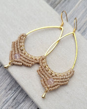Load image into Gallery viewer, Rose Quartz Macrame Earrings