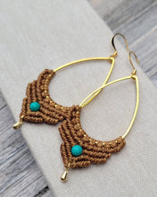 Load image into Gallery viewer, Turquoise Macrame Gemstone Earrings