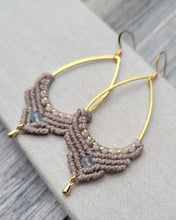 Load image into Gallery viewer, Aquamarine Macrame Gemstone Earrings