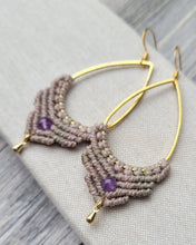 Load image into Gallery viewer, Amethyst Macrame Earrings