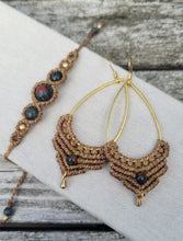 Load image into Gallery viewer, Bloodstone Macrame Earrings