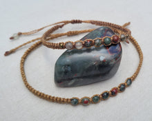 Load image into Gallery viewer, Bloodstone Macrame Gemstone Anklet