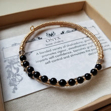 Load image into Gallery viewer, Black Onyx Gemstone Bangle Bracelet
