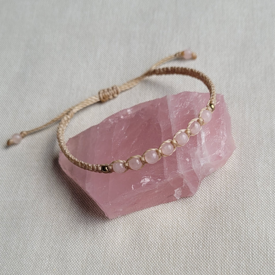 Rose Quartz Macrame Gemstone Bracelet