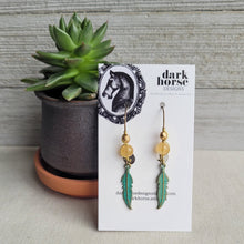 Load image into Gallery viewer, Feather Earrings Style 2 (brass)
