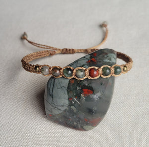 Bloodstone Macrame Gemstone Bracelet
