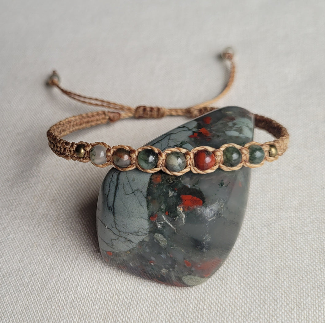 Bloodstone Macrame Gemstone Bracelet