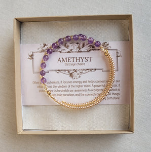 Amethyst Gemstone Bangle Bracelet