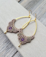 Load image into Gallery viewer, Macrame gemstone earrings
