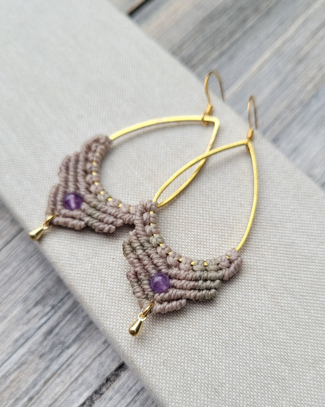 Macrame gemstone earrings