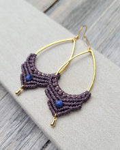 Load image into Gallery viewer, Macrame gemstone earrings
