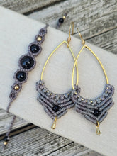 Load image into Gallery viewer, Black Onyx Macrame Earrings
