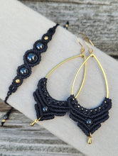 Load image into Gallery viewer, Hematite Macrame Earrings

