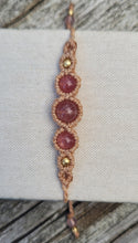 Load image into Gallery viewer, Strawberry Quartz Goddess Macrame Bracelet
