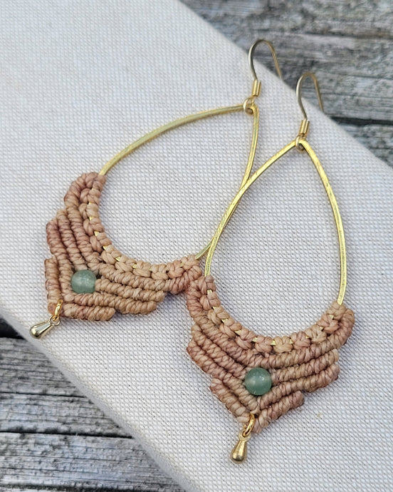 Aventurine macrame earrings