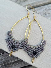 Load image into Gallery viewer, Black Onyx Macrame Earrings
