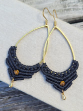 Load image into Gallery viewer, Tigereye Macrame Earrings
