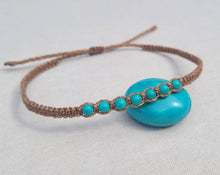 Load image into Gallery viewer, Turquoise Macrame Gemstone Anklet
