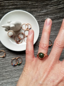 Copper Wire Gemstone Ring (8mm)