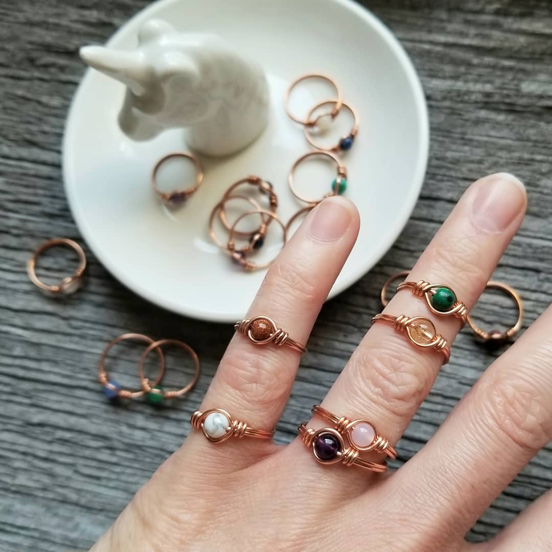STONE BEAD RING 4 MM ROSE STONE BEAD RING 4 MM ROSE